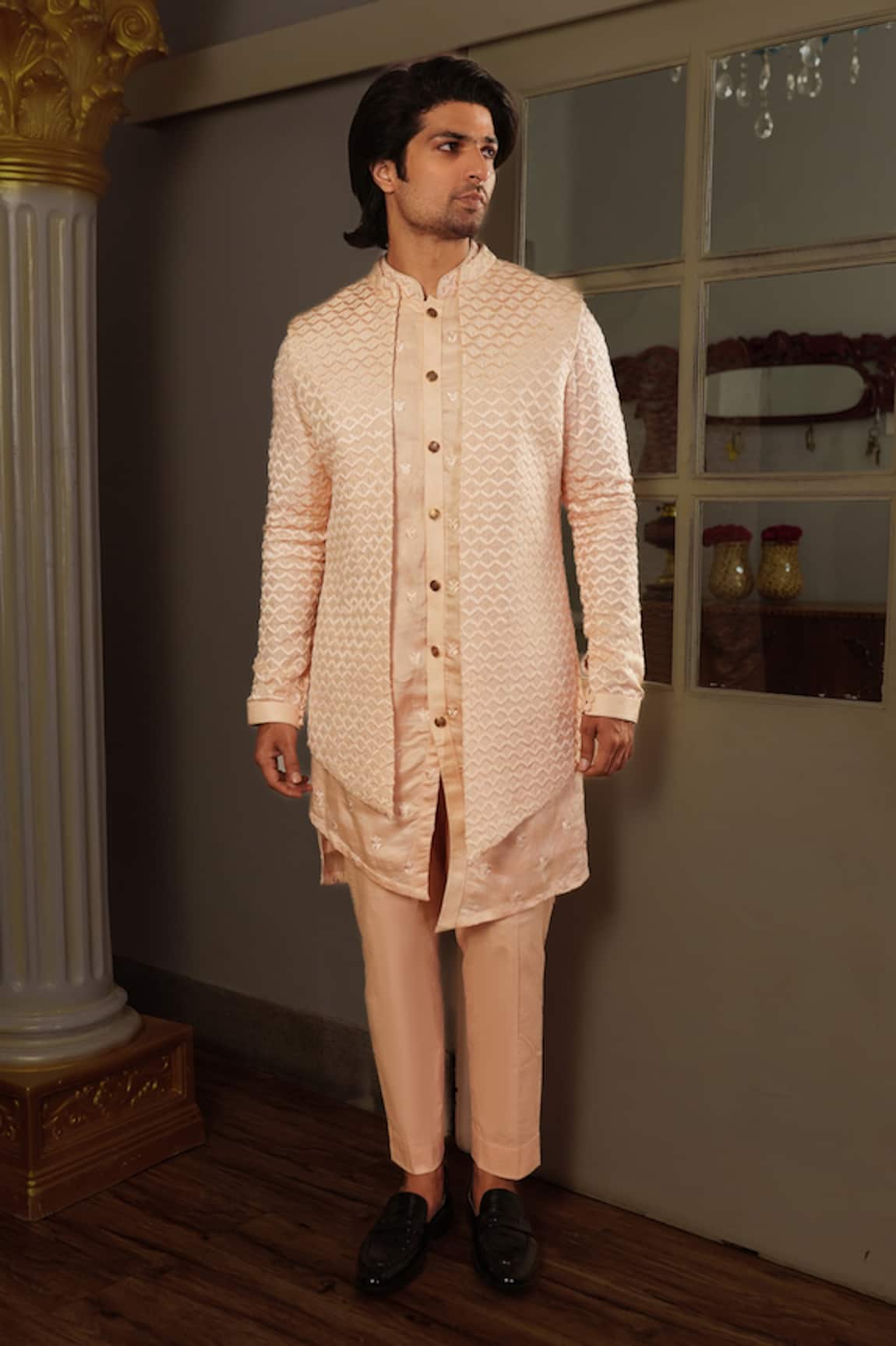 Yajy By Aditya Jain Seri Embroidered Bundi & Kurta Set