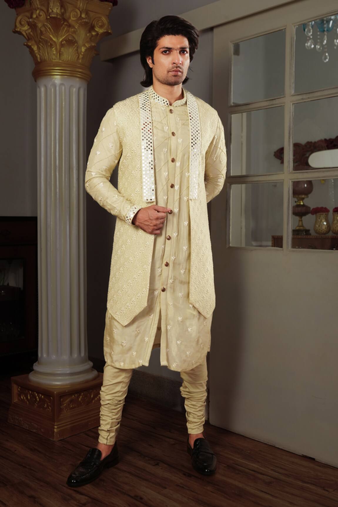 Yajy By Aditya Jain Yuga Silk Bundi & Kurta Set