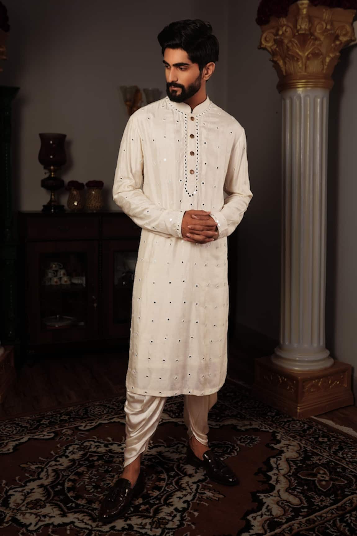 Yajy By Aditya Jain Salya Mirror Embroidered Kurta Set 