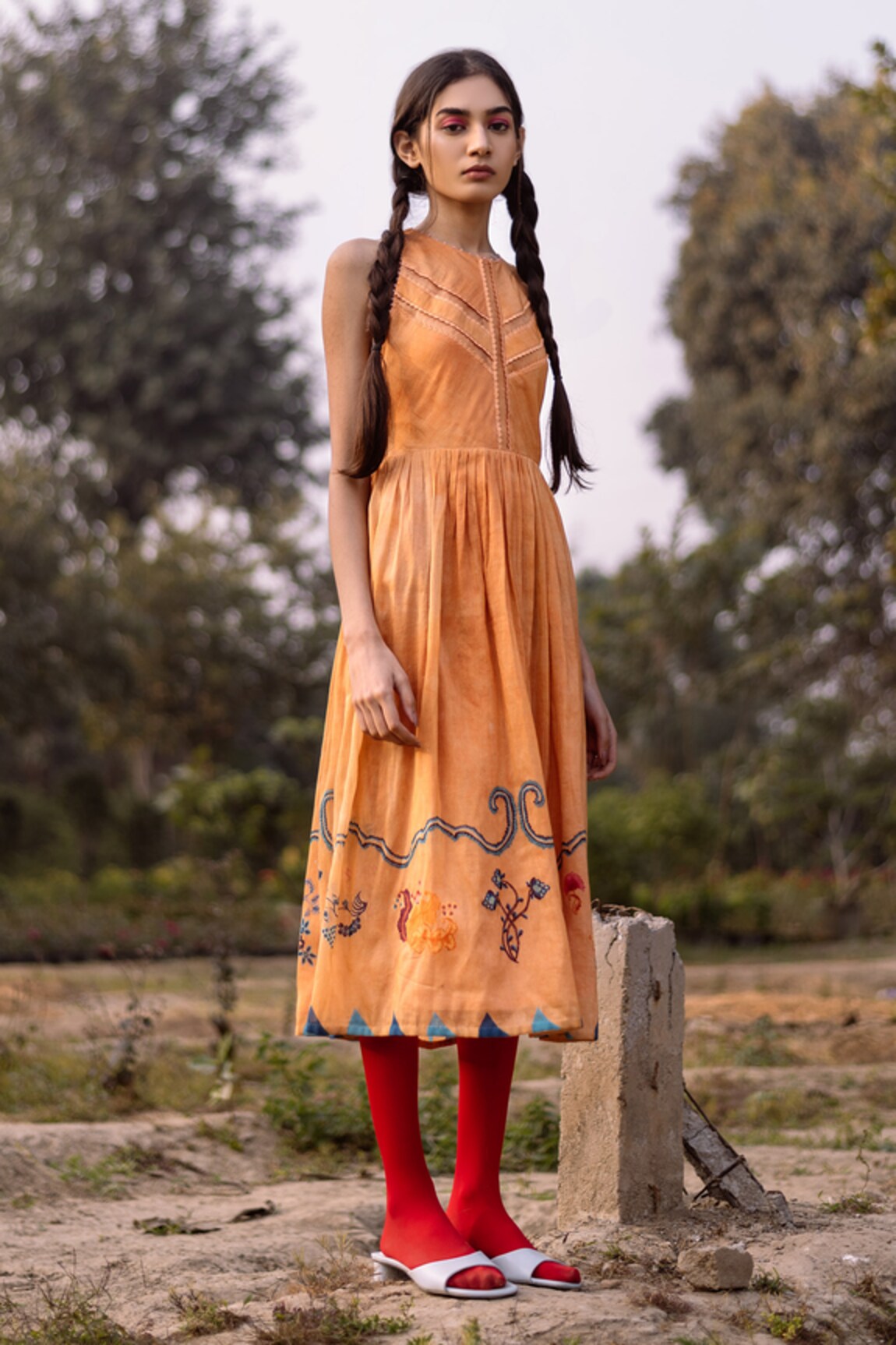 Yam India Silk Chanderi Hand-Painted Dress