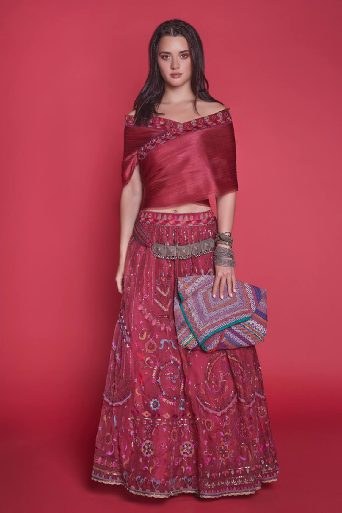 Jade By Monica & Karishma Organza Top & Lehenga Set