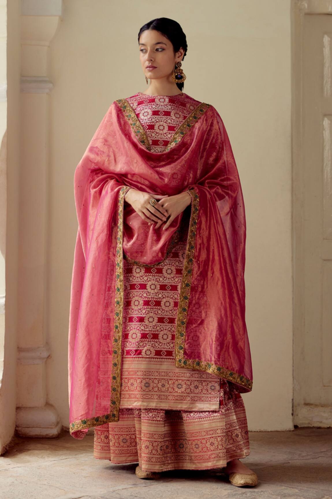 Mimamsaa Yashvei Floral Brocade Kurta Flared Pant Set