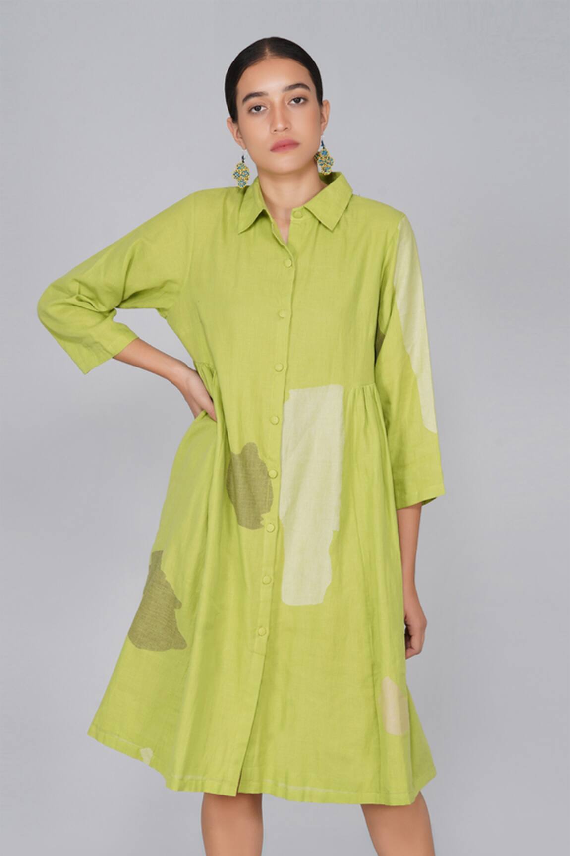 Yavi Cotton Jamdani Shirt Dress