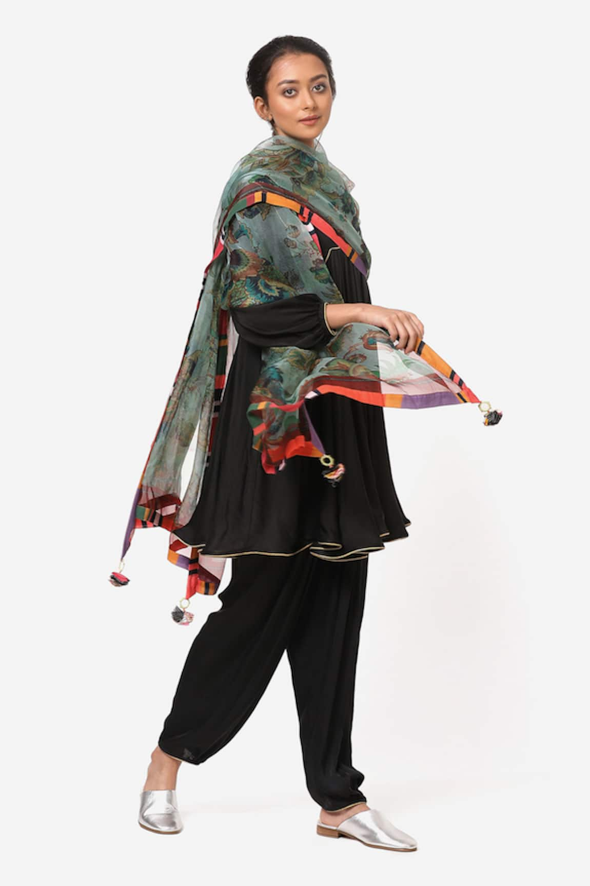 Yam India Printed Silk Organza Dupatta