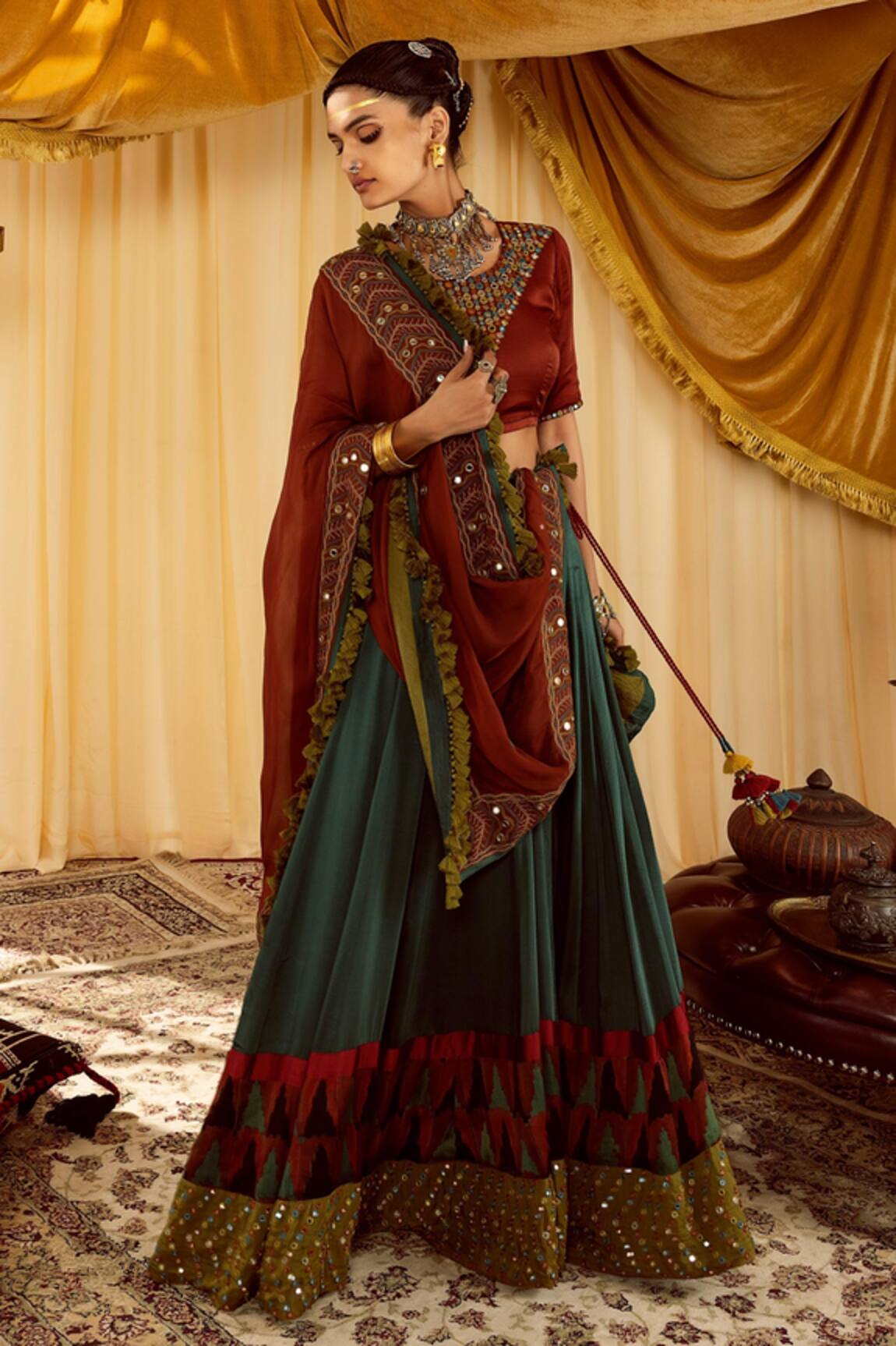 Zariya The Label Lehenga Set With Mirror Work Dupatta