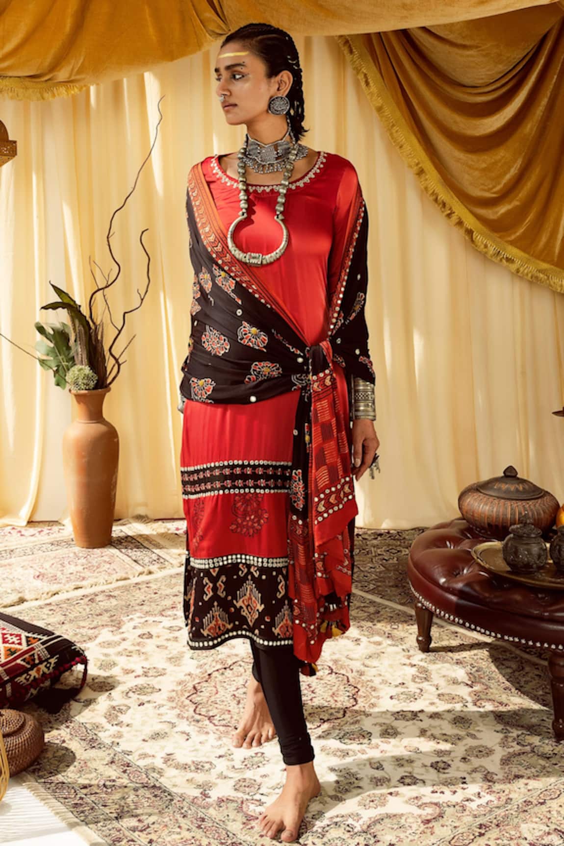 Sai Ram Textiles Kerala Attractive Cotton Stone Worked Golden Tissue  Churidar Full Set Material - For Women