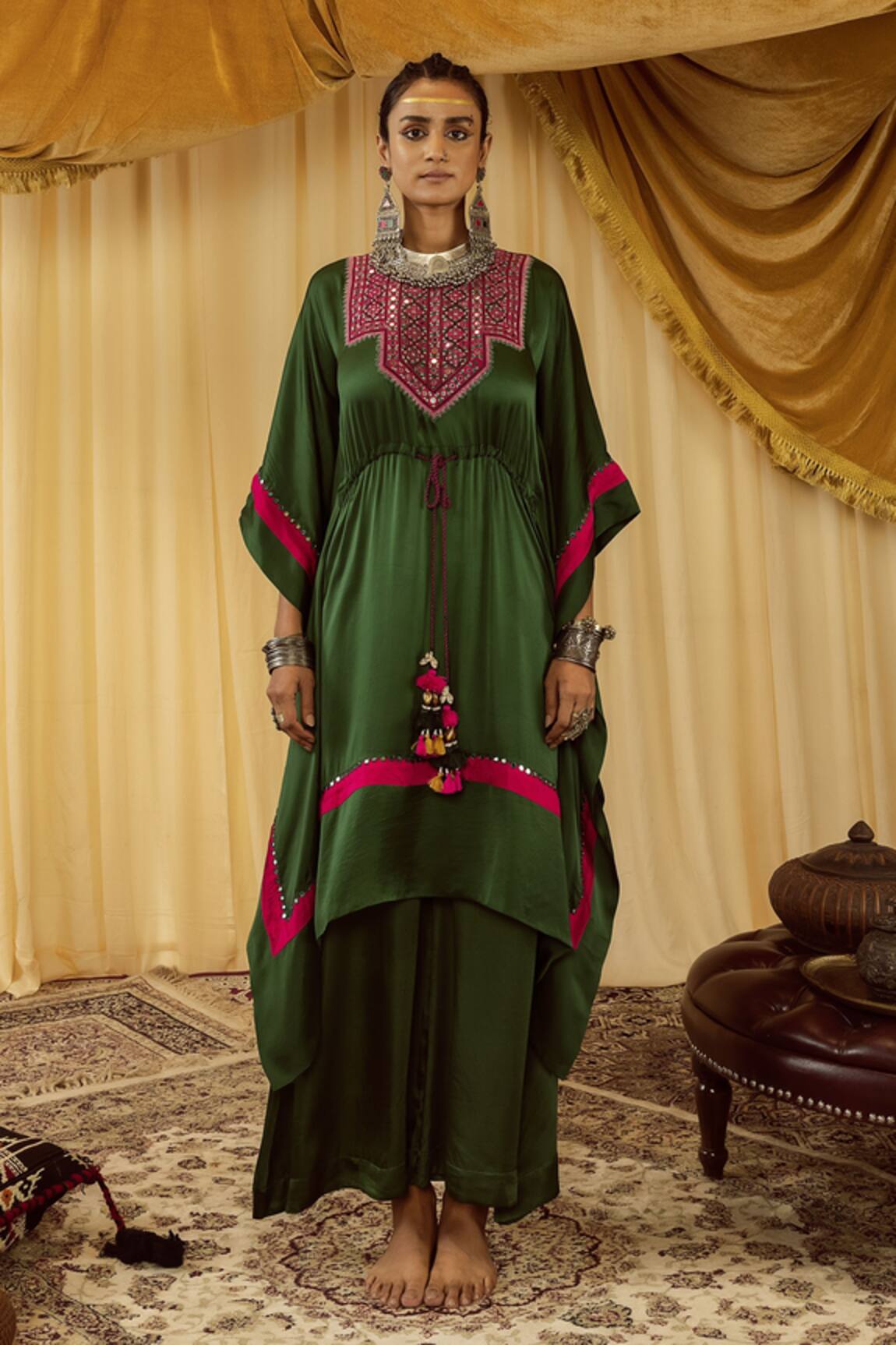 Zariya The Label Asymmetric Kaftan & Pant Set