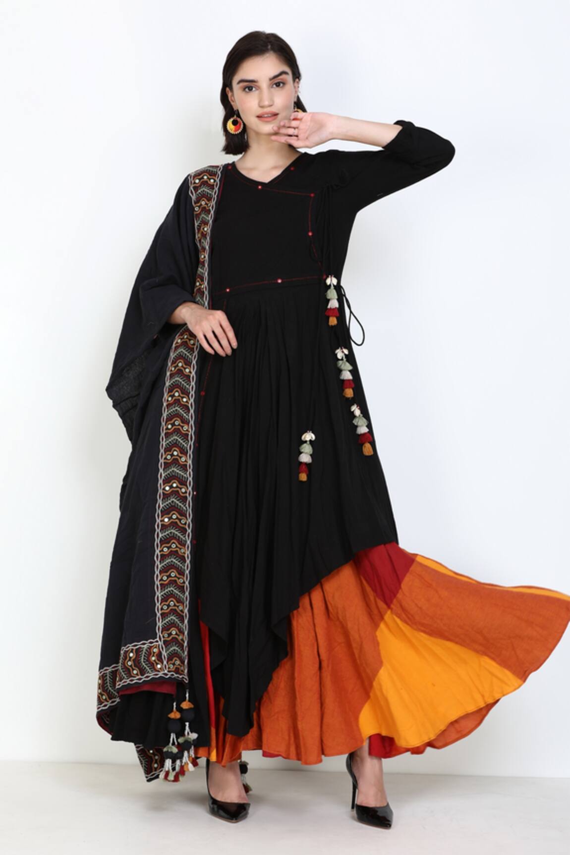 Zariya The Label Asymmetric Angarakha Kurta Set