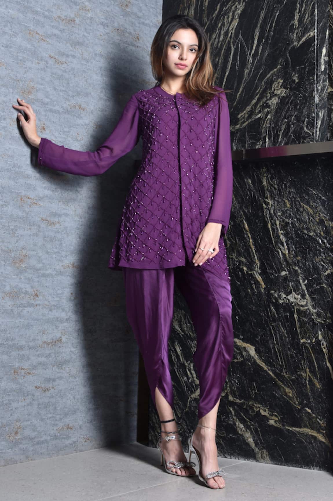Seams Pret And Couture Embroidered Tunic & Dhoti Pant Set 