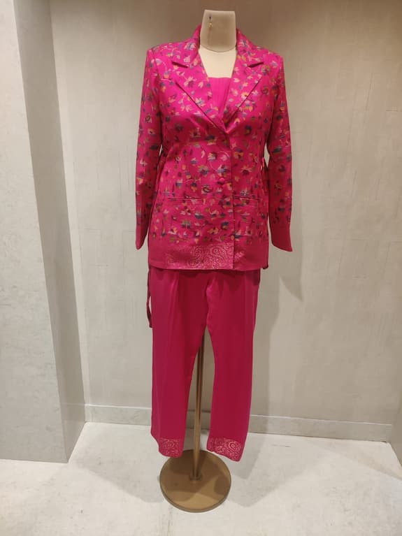 Pink Floral Blazer Womens Buy Fuchsia Viscose Acrylic Blend Floral