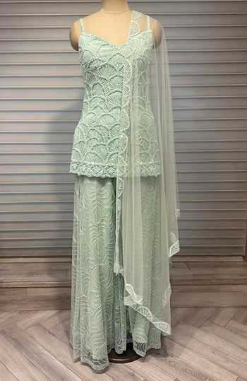 Buy Green Net, Cotton Sequins, Beads Scallop Embroidered Kurta Sharara Set For Women by Kashmiraa Online at Aza Fashions. Buy Green Net, Cotton Sequins, Beads Scallop Embroidered Kurta Sharara Set For Women by Kashmiraa Online at Aza Fashions.