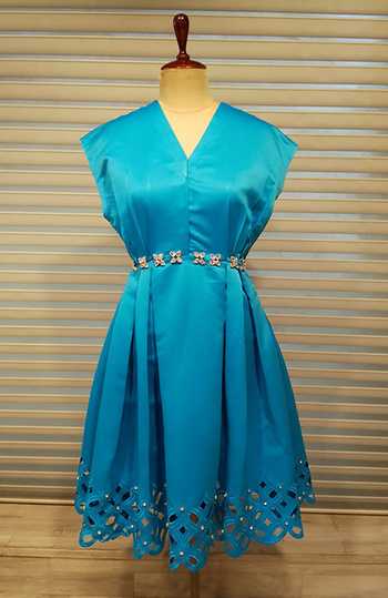 Buy Blue Dutch Satin Embellished Crsytal Round Lima Cutwork Midi Dress For  Women by Vidhi Wadhwani Online at Aza Fashions.