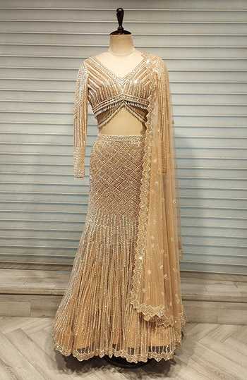 slim fit dress slacks Buy Gold Net Crop Top And Drape Skirt Set With Cutdana And Beads Work|  KALKI Fashion India main image 1