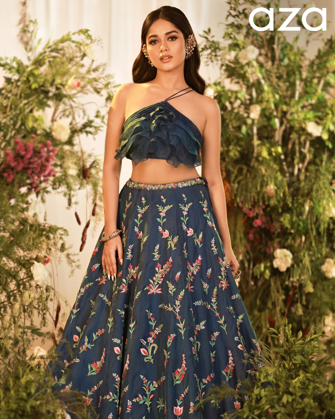 Jannat_Zubair_in_Buy_Chamme_and_Palak_Blue_Organza_Lilies_Of_All_Kinds_Lehenga_And_Blouse_Set