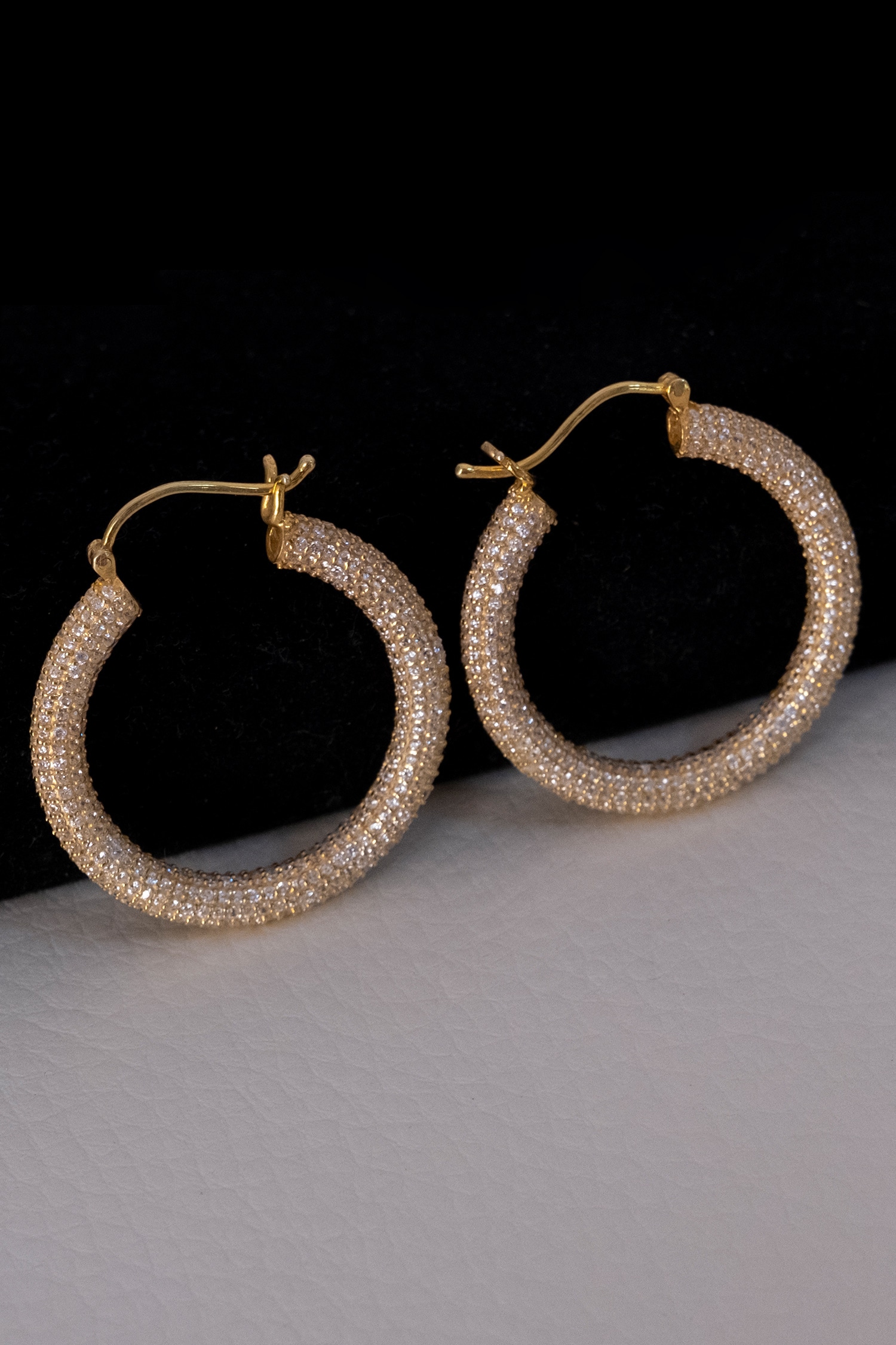 Buy Anushka Jain Jewellery Pave Embellished Hoops Earrings Online | Aza ...
