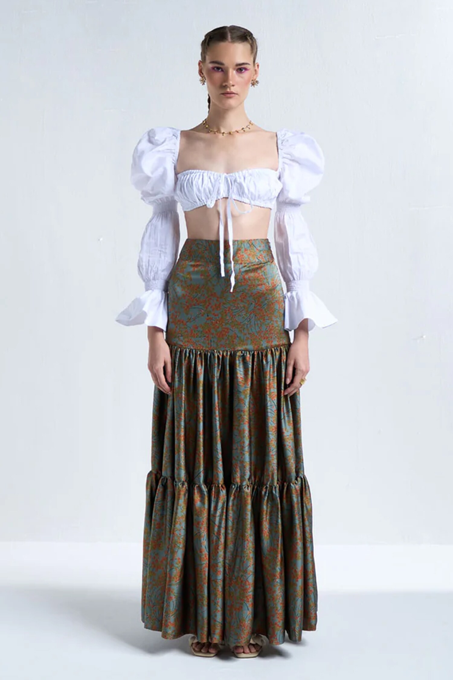 TheRealB Multi Color Phoenix Printed Tiered Skirt