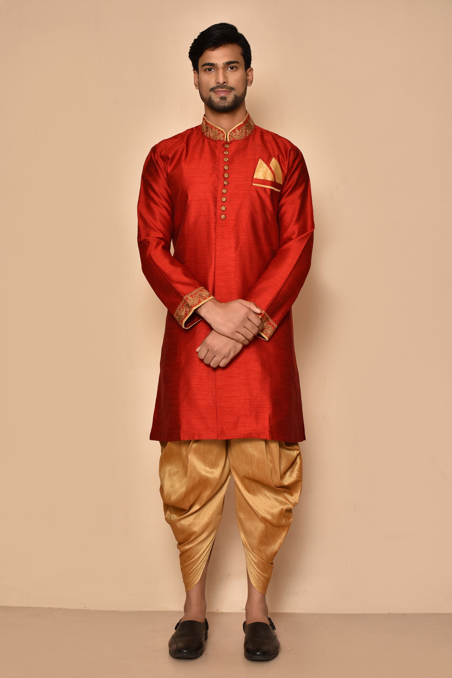 Buy Aryavir Malhotra Red Mandarin Collar Kurta Online Aza Fashions