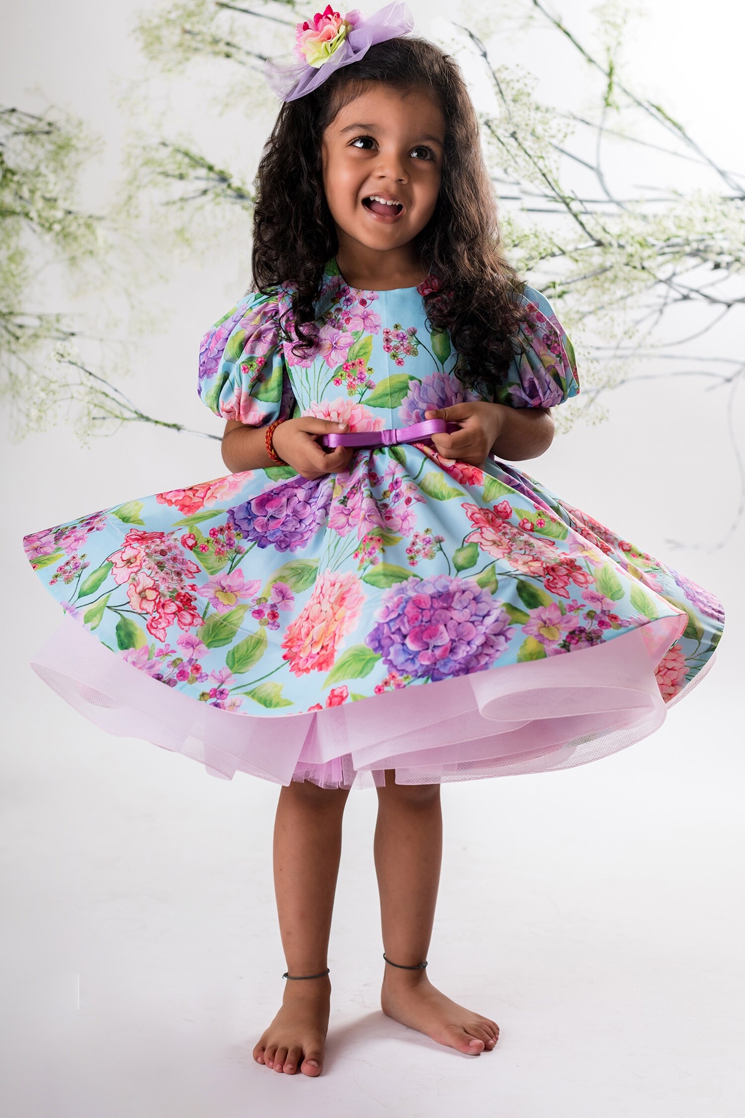 Buy Lil Angels Multi Color Floral Print Crepe Dress For Girls Online ...