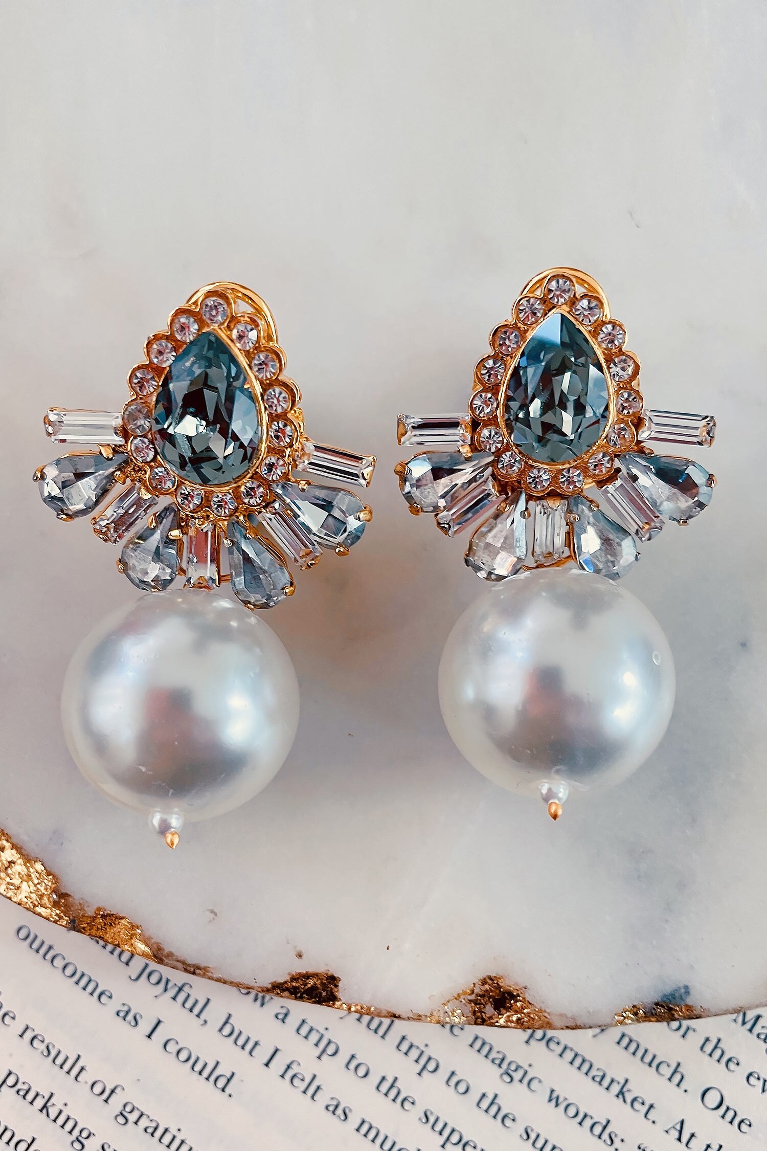 Prerto Crystal Pearl Drop Earrings