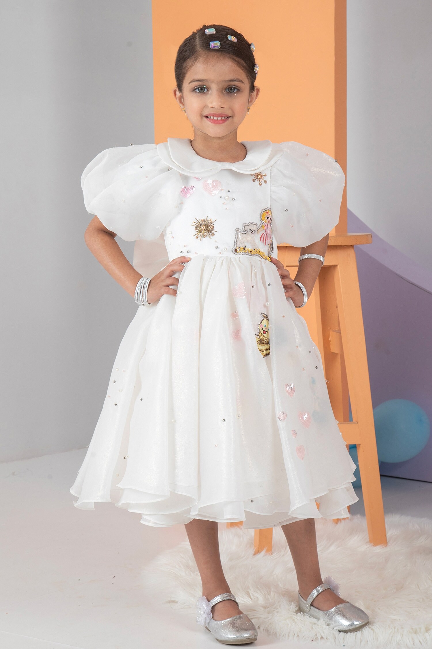 Buy Hoity Moppet White Hand Embroidered Princess Rule Balloon Sleeve ...