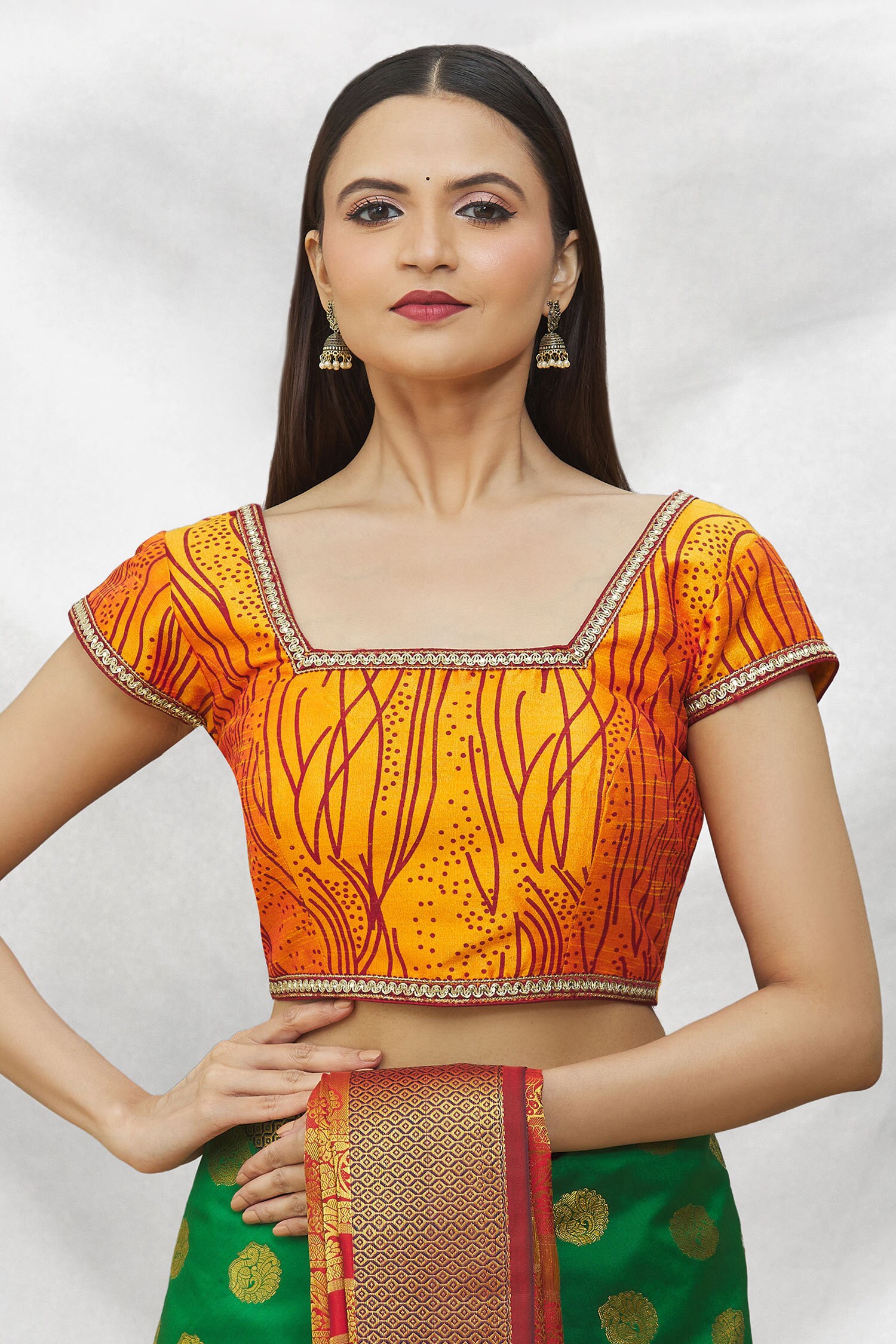 Buy Khwaab by Sanjana Lakhani Orange Art Silk Abstract Print Square ...