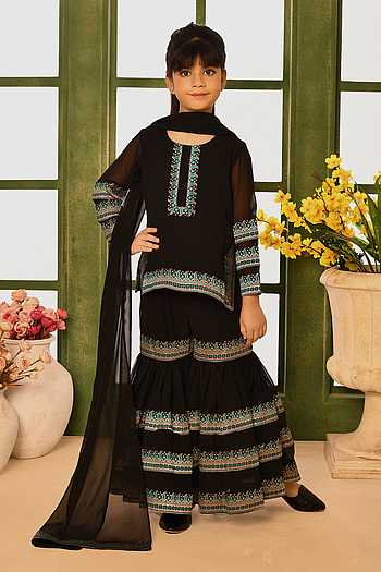 Girl'S Black Kurta Set