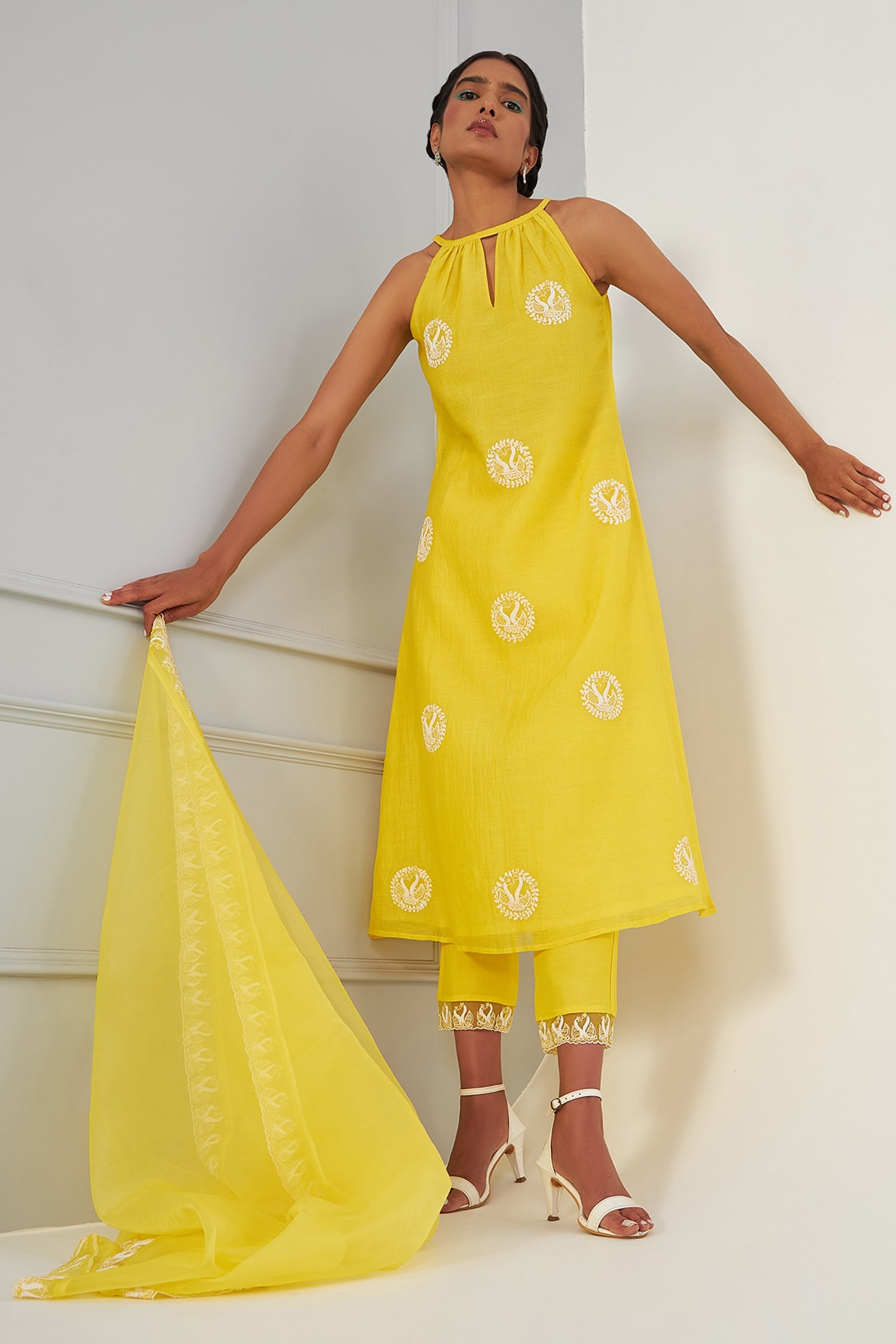 Buy Asaga Yellow Ava Embroidered Silk Kurta Set Online Aza Fashions