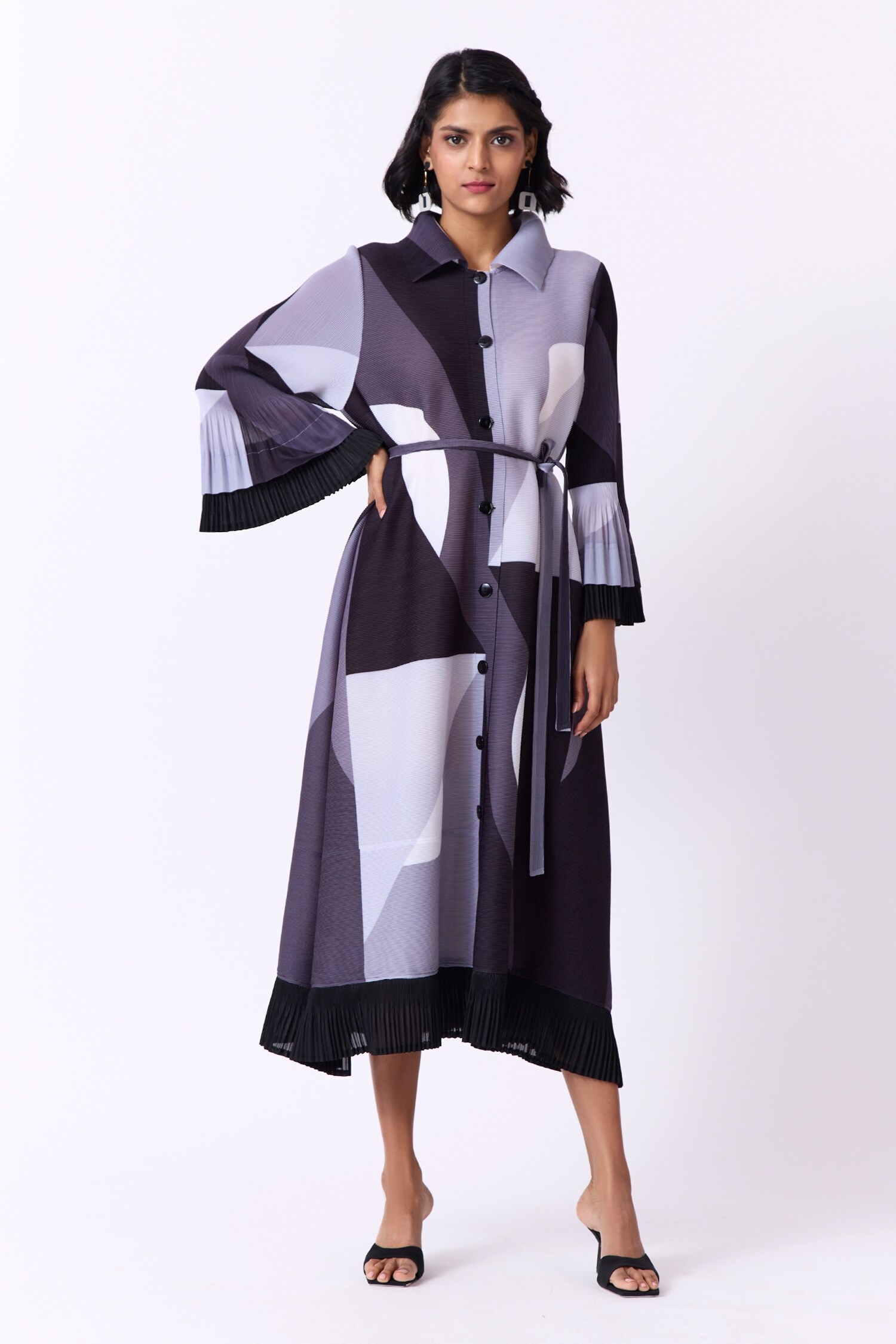 Scarlet Sage Multi Color Polyester Betsy Abstract Pattern Shirt Dress