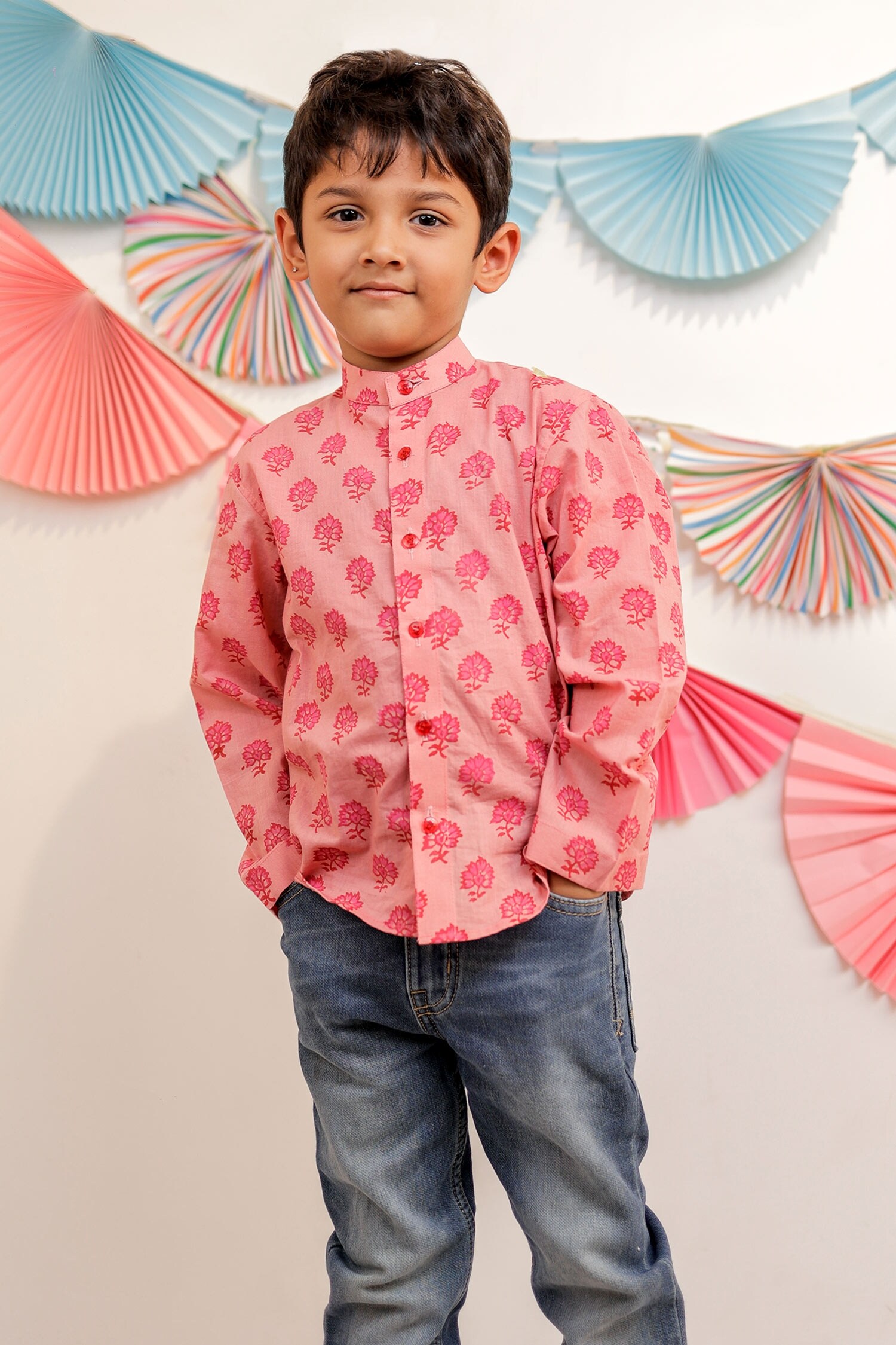 Buy Tiny Colour Clothing Pink Pretty Rose Buttondown Shirt For Boys