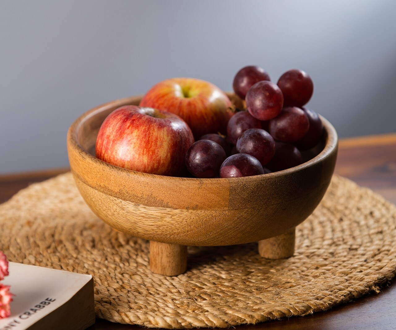 S.G. Home Rustic Footed Wooden Bowl