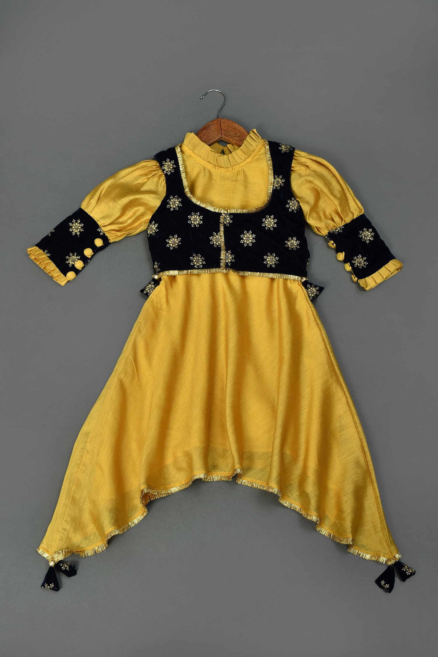 Buy Maaikid Highlow Midi Dress With Blue Jacket For Girls Online Aza