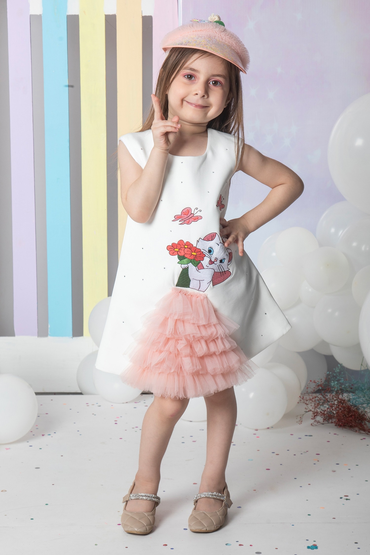 Buy Hoity Moppet White Marie Cat Embroidered Shift Dress For Girls ...