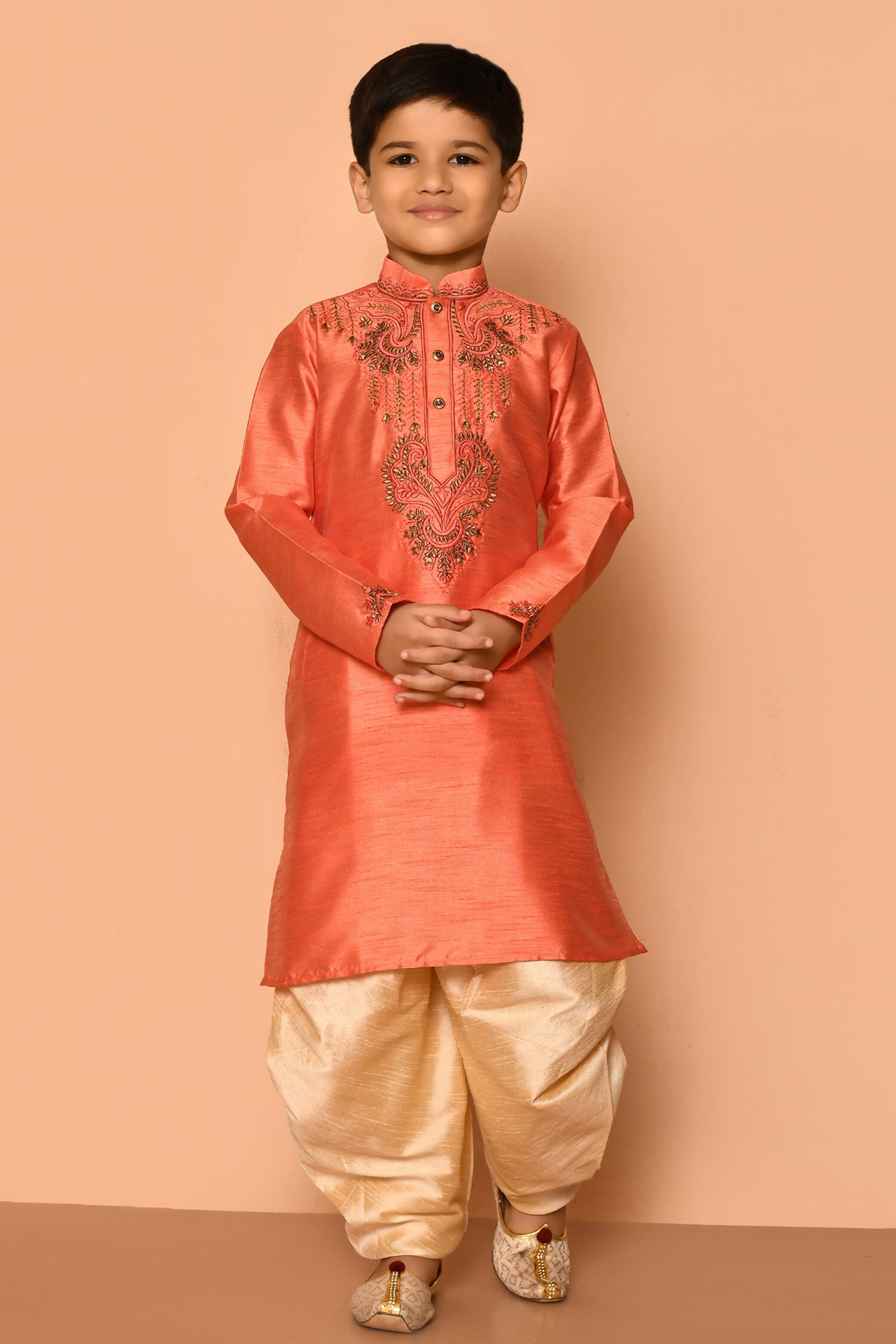 Buy Aryavir Malhotra Pink Mandarin Collar Kurta And Contrast Patiala