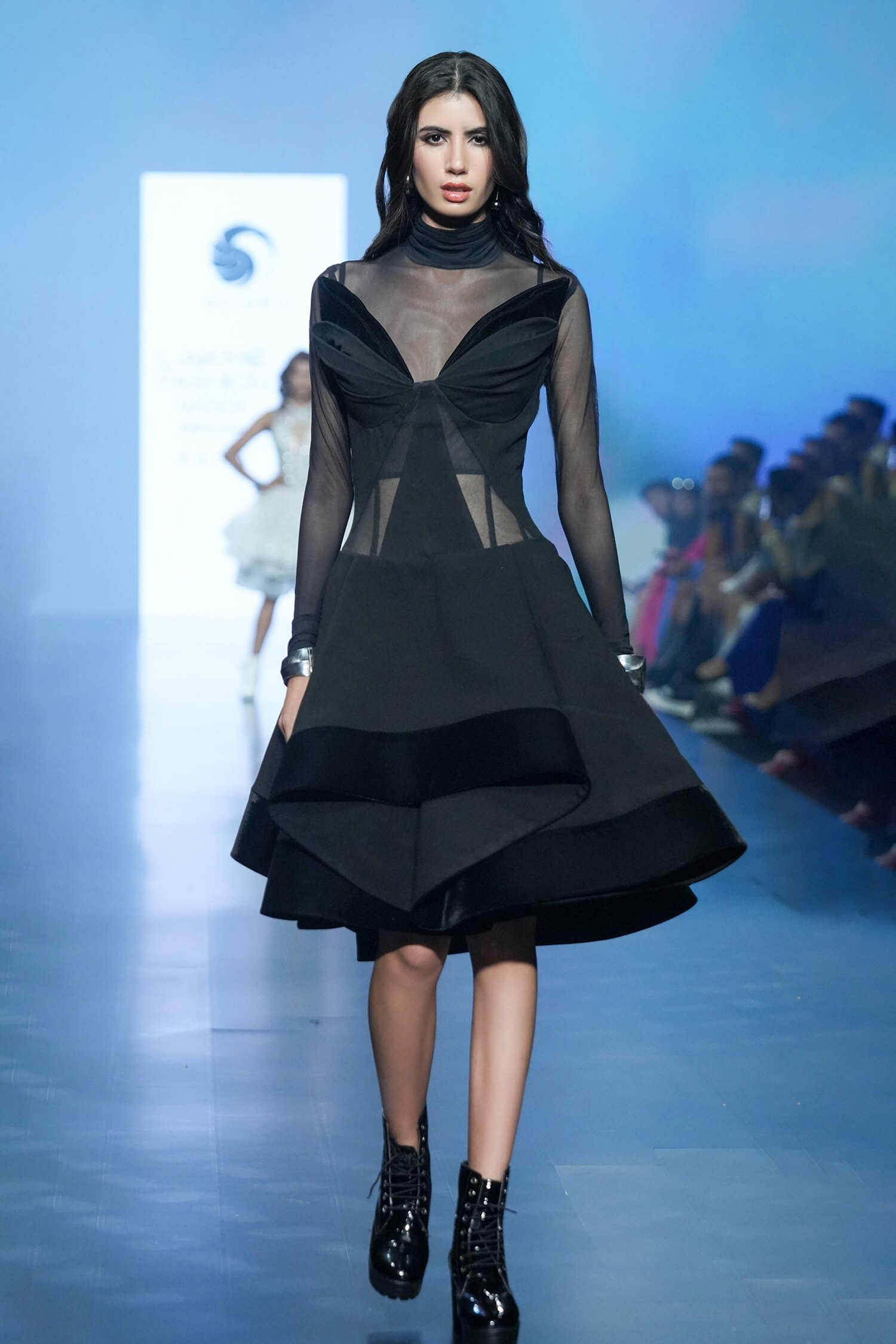 Saisha Shinde Black Denim Velvet Full Sleeve Dress