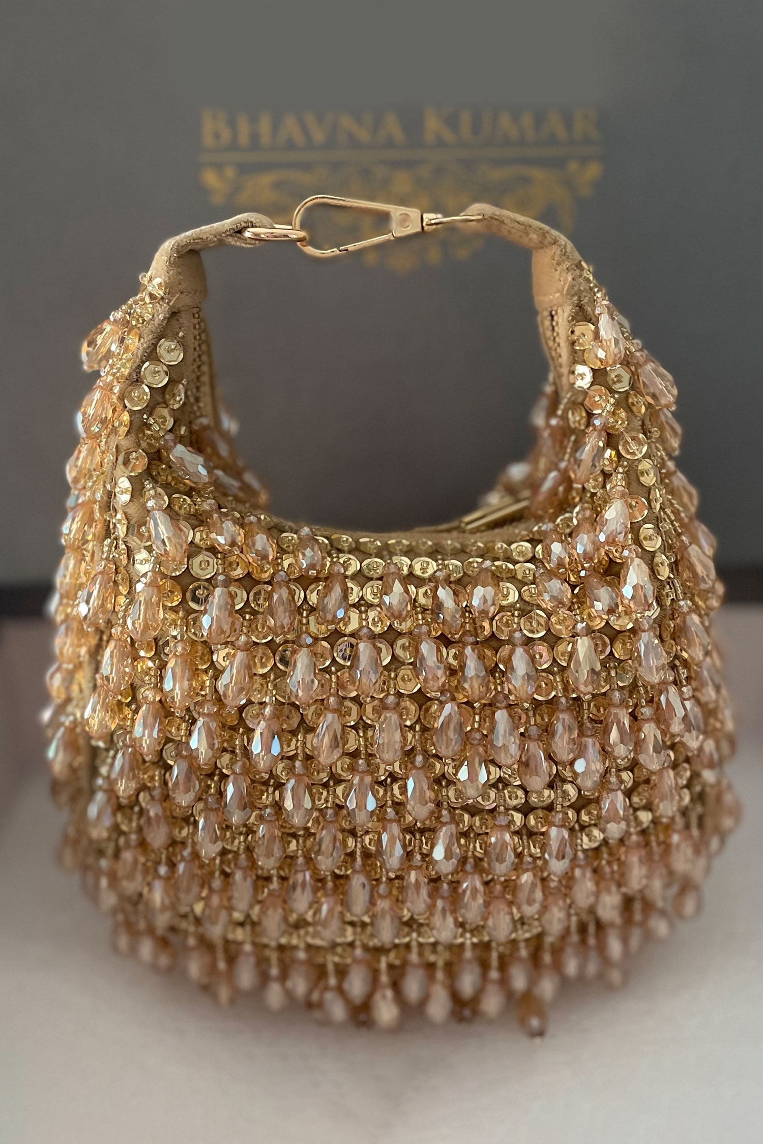 Bhavna Kumar Crystals Embroidered Crescent Bag