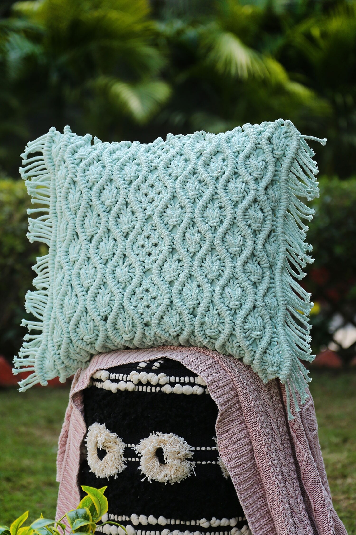 Buy Amoli Concepts Macrame Embroidered Cushion Cover Online Aza Fashions