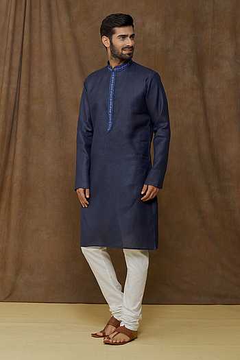Embroidered Placket Buy Samyukta Singhania Blue Floral Embroidered Placket Kurta Set Online ...