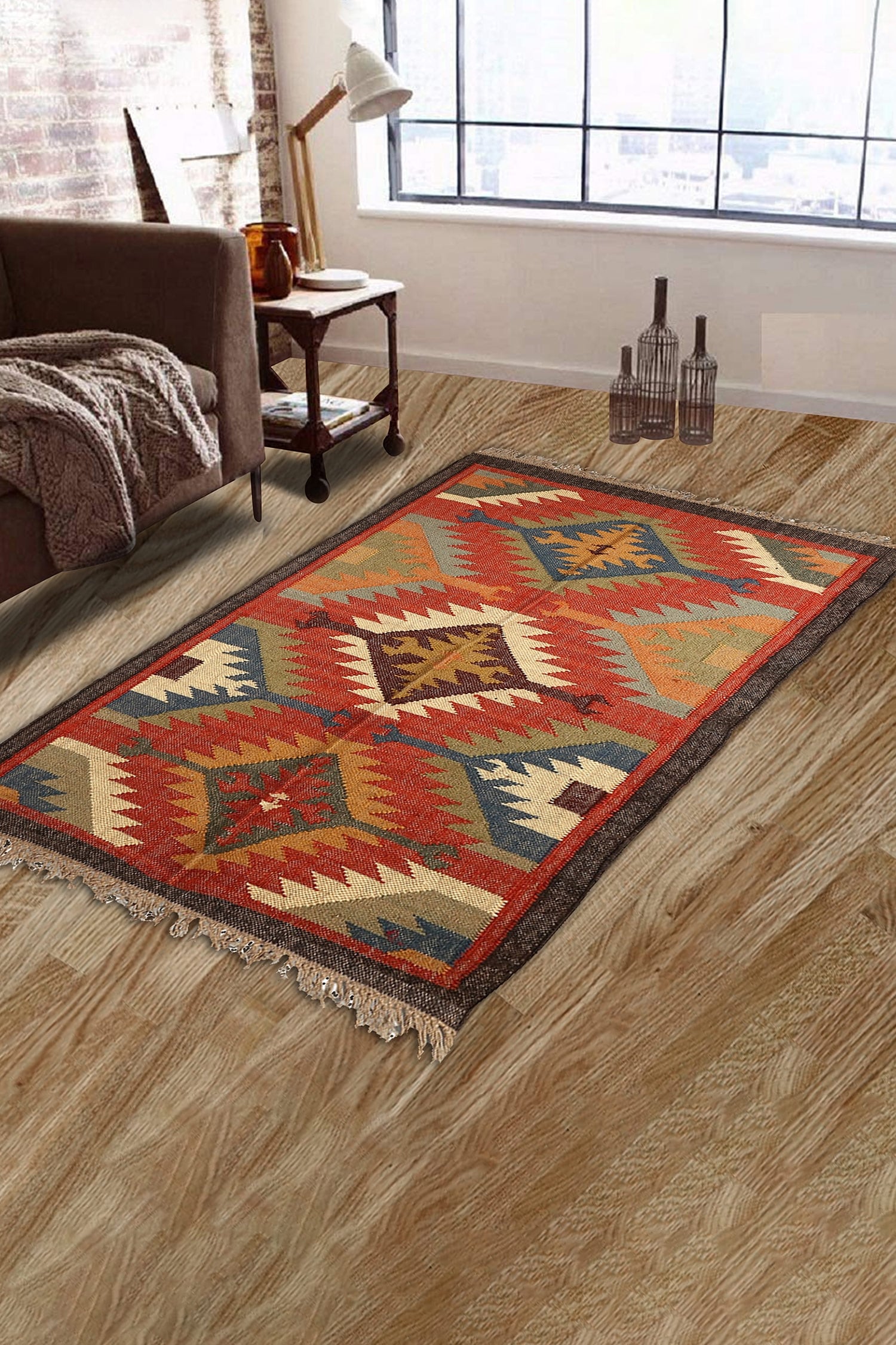 Buy Nakshikathaa Homeware Jute Wool Rectangle Shape Rug Online Aza