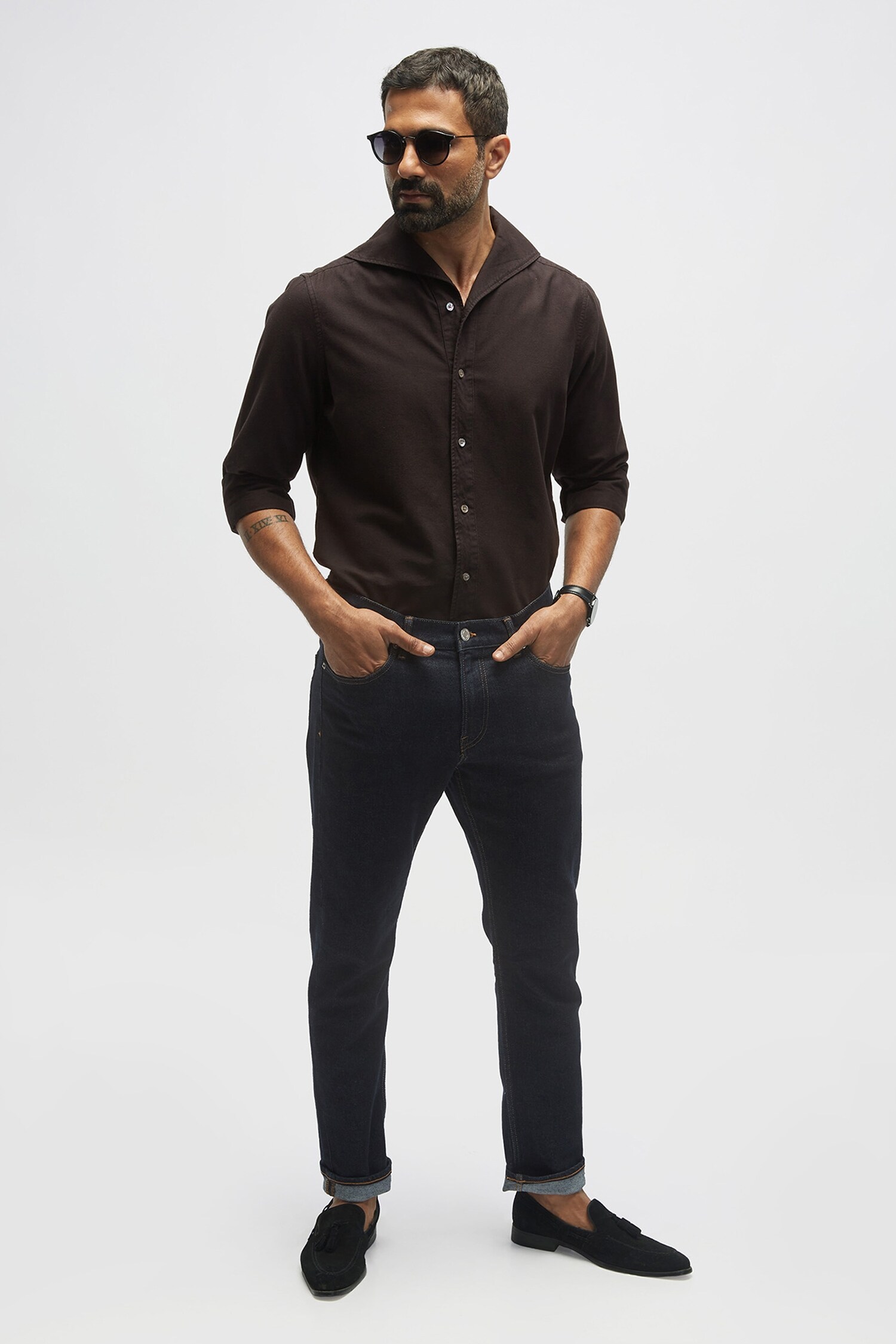 Terra Luna Black Organic Handloom Cotton One Piece Collar Shirt