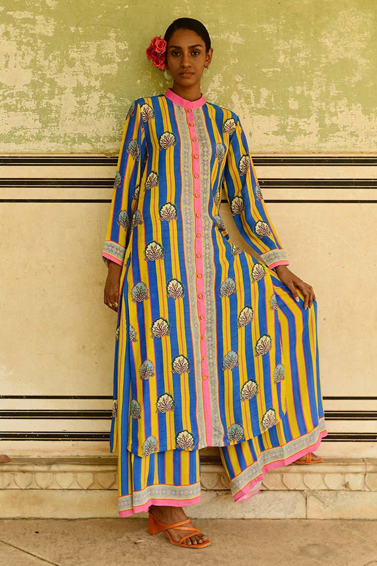 Swati Vijaivargie Blue Gauri Silk Long Kurta Set