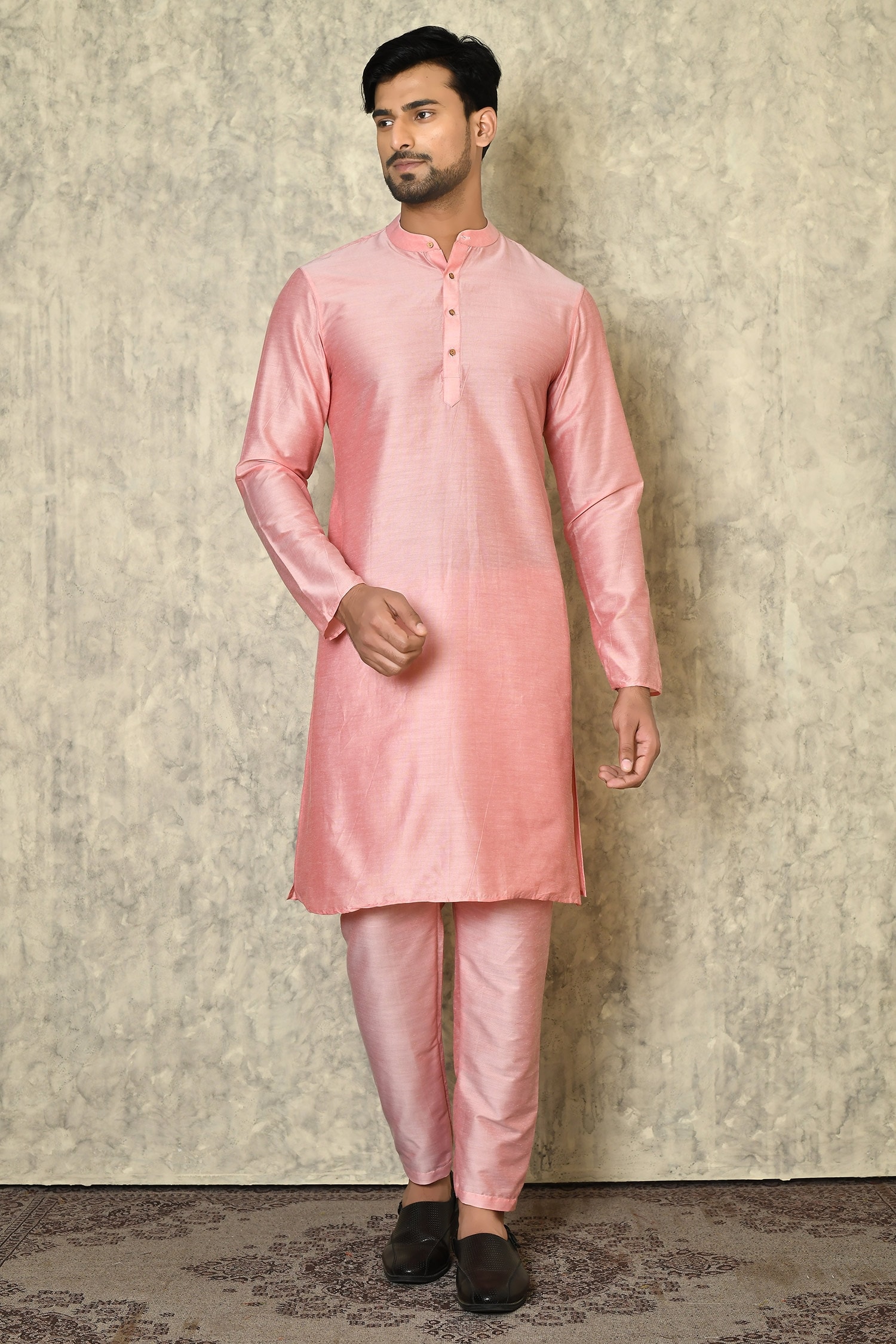 Buy Samyukta Singhania Pink Full Sleeve Cotton Silk Kurta Online Aza