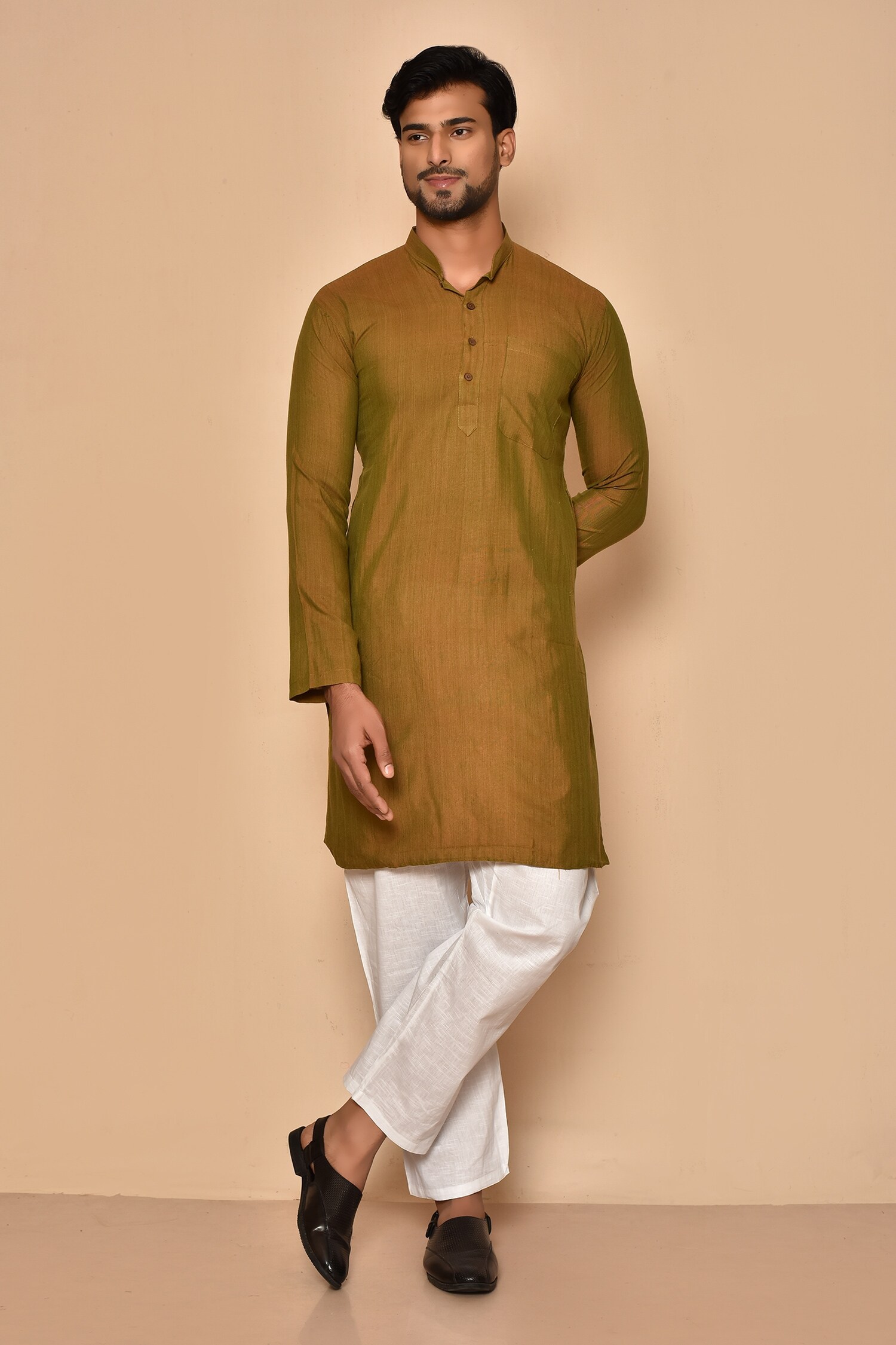 Aryavir Malhotra Brown Solid Kurta Set