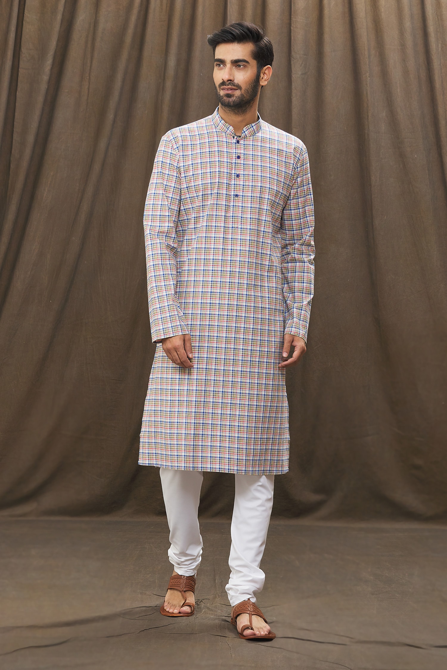 Buy Samyukta Singhania Multi Color Checkered Full Sleeve Kurta Set