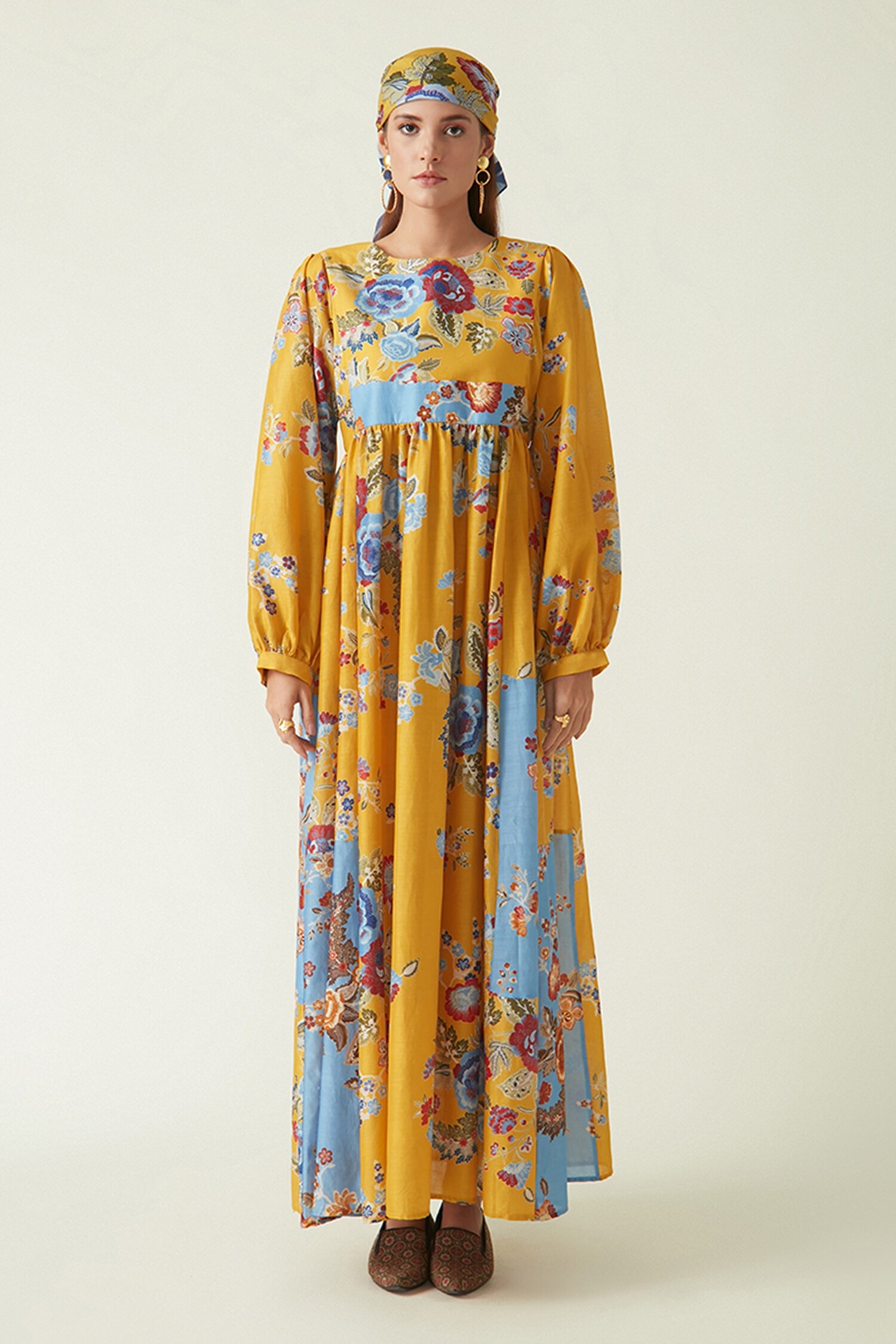 Payal Pratap Yellow Cupro Cotton Lewoto Printed Maxi Dress