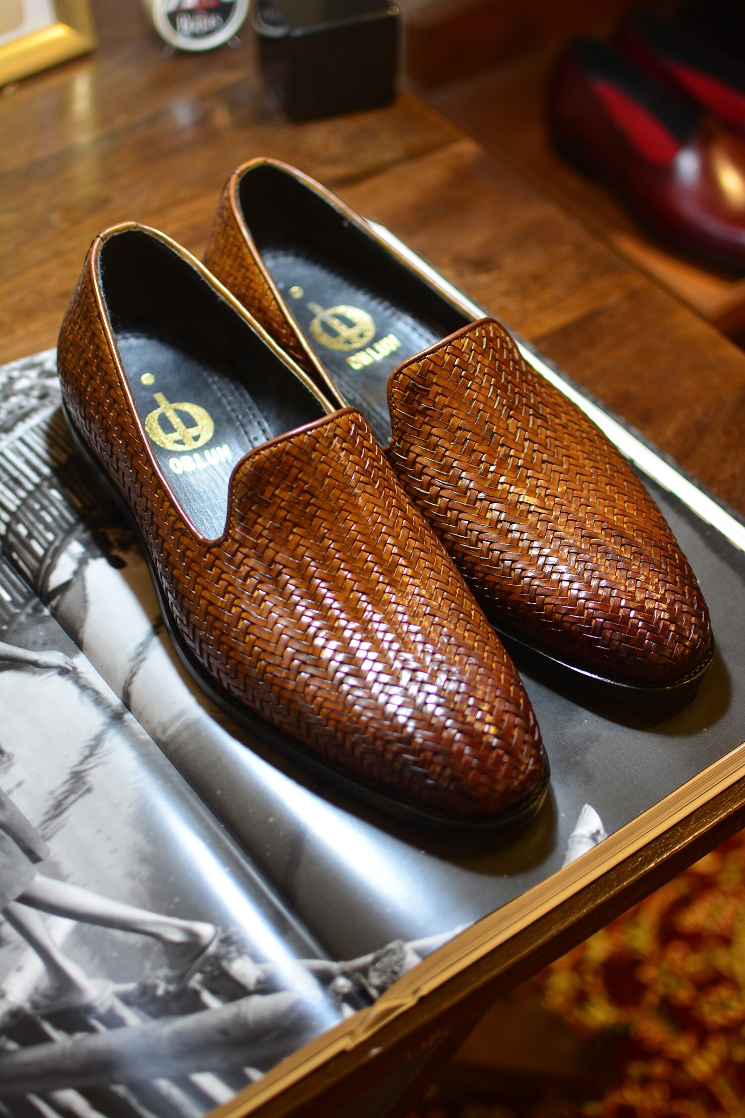 Oblum Brown Argetenian Full Grain Crust - Woven Leather Woven Falaknuma Shoes