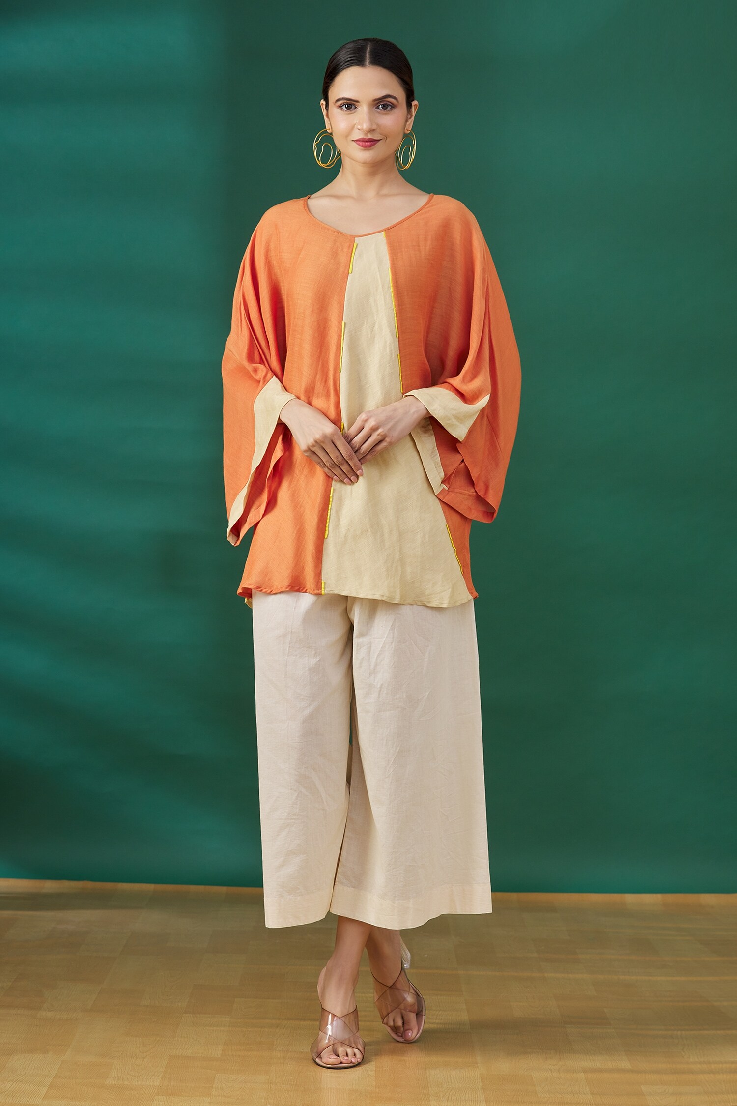 Ezra Orange Colorblock Top