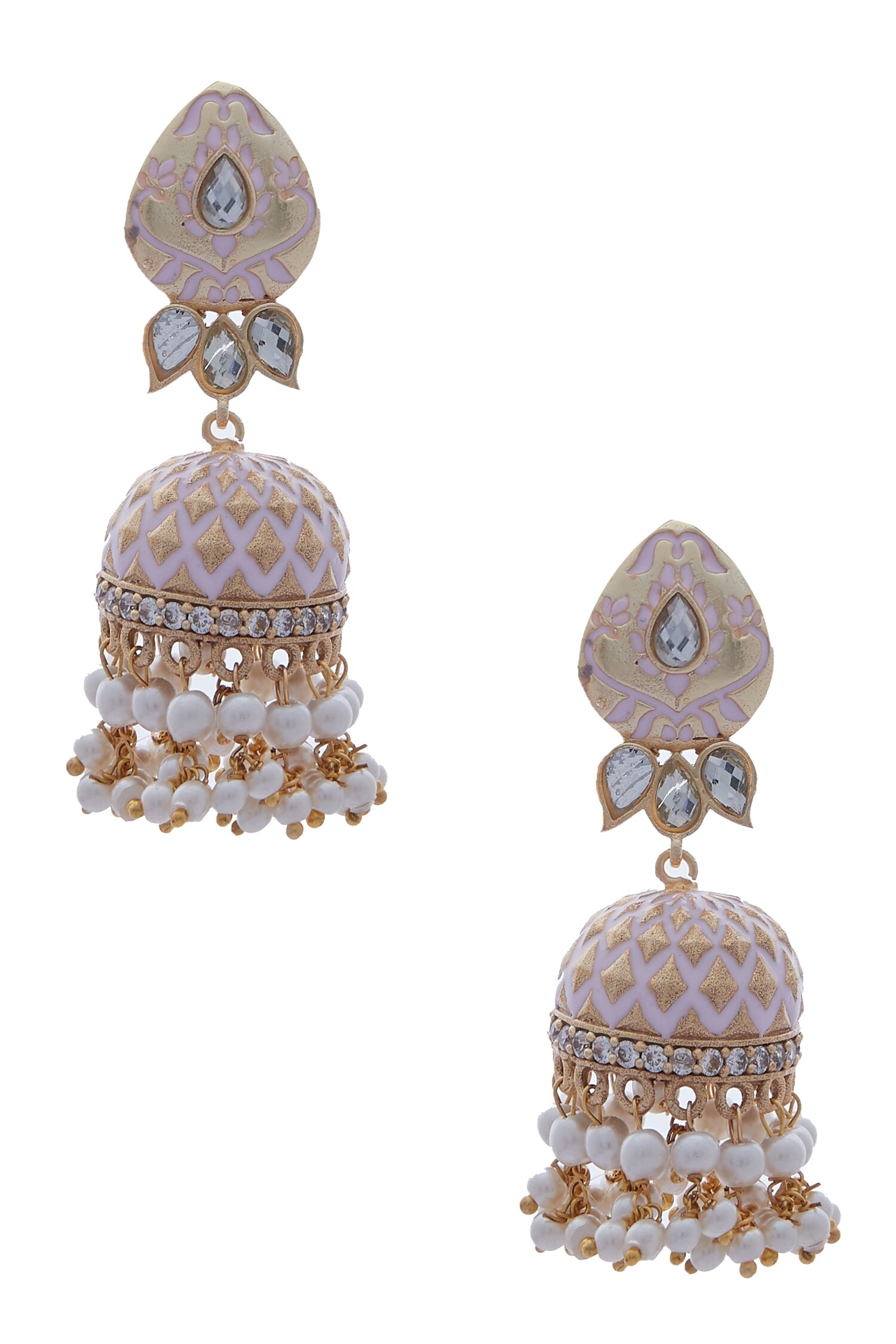 Buy Moh-Maya by Disha Khatri Meenakari Pearl Drop Jhumkas Online | Aza ...