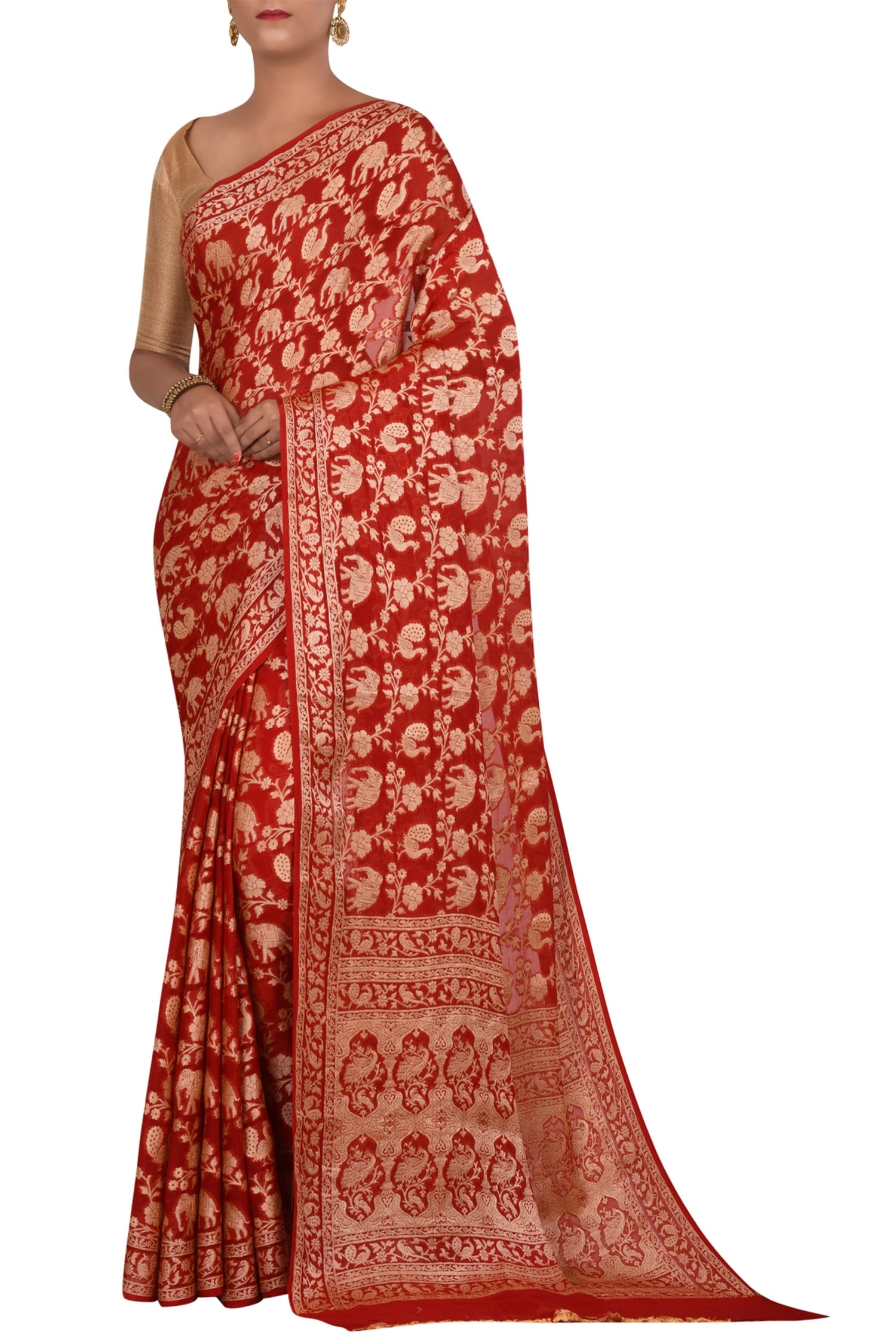 Buy Samyukta Singhania Red Pure Banarasi Silk Saree Online Aza Fashions 7207