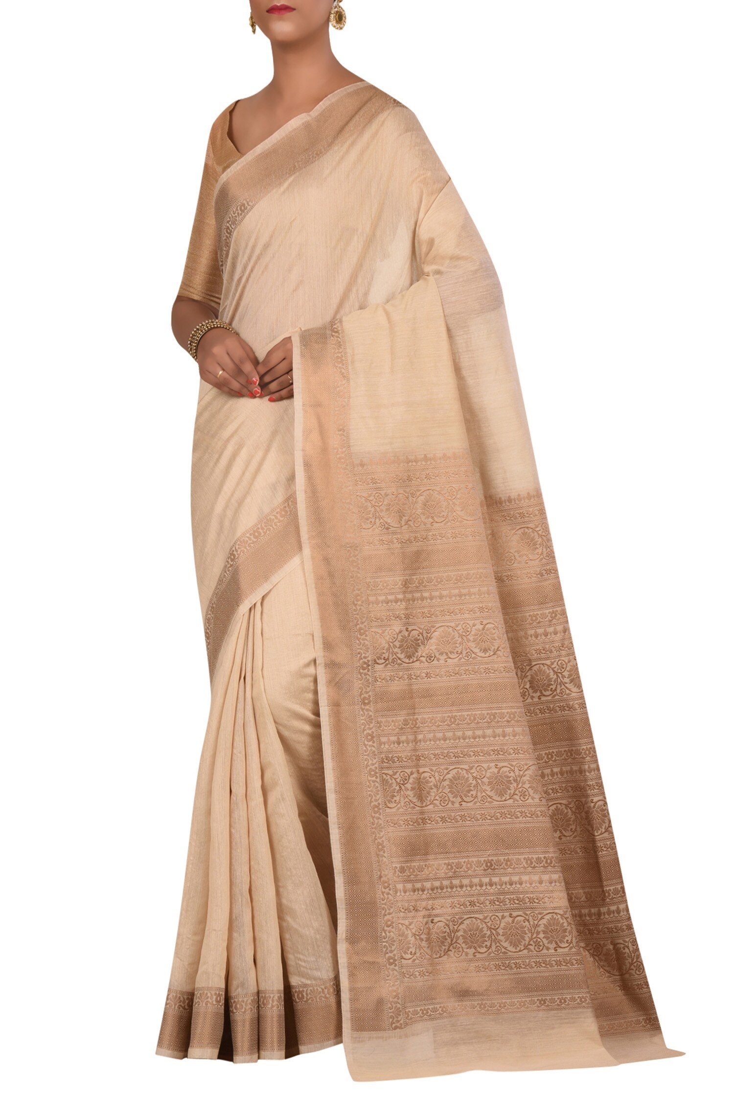 Arihant Rai Sinha Off White Pure Banarasi Silk Saree