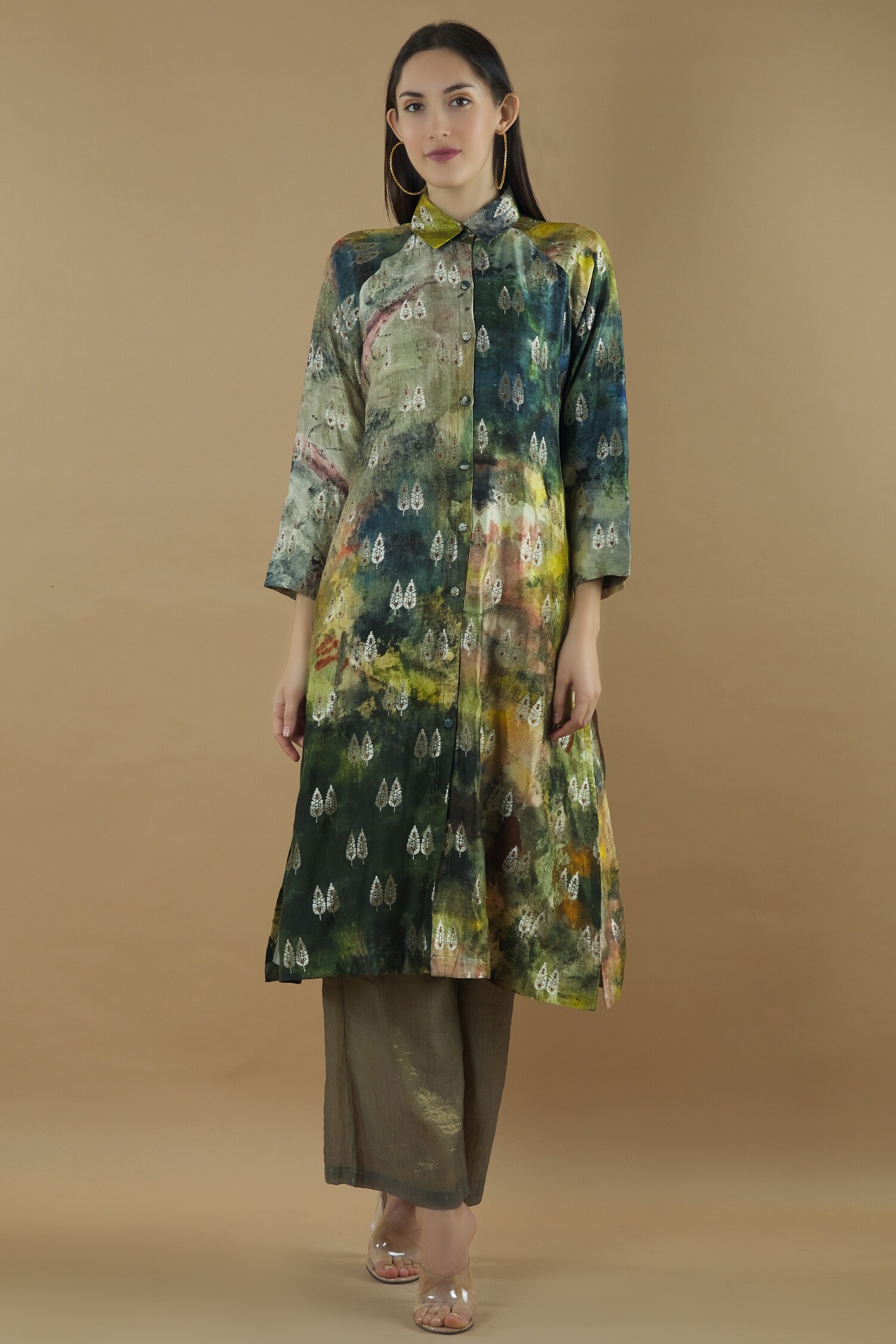 Yavi Multi Color Silk Printed Tunic